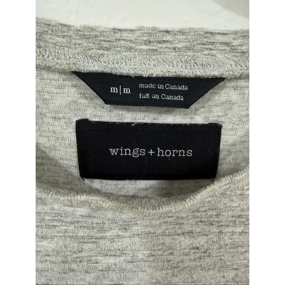 Wings + Horns Men’s M Terry Short Sleeve Tee Gray